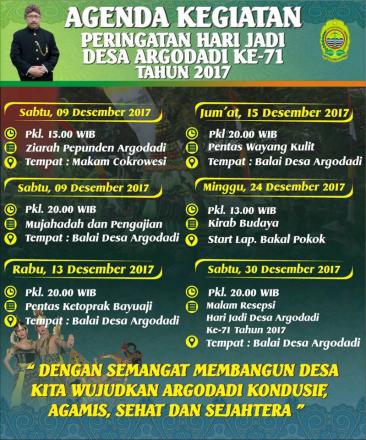 Agenda Kegiatan Peringatan Hari Jadi Desa Argodadi ke 71