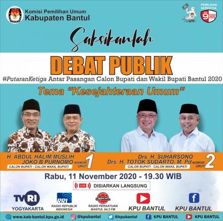 KPU Bantul Akan Gelar Debat Publik Putaran Ketiga