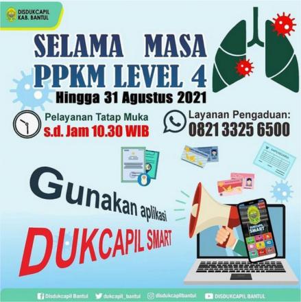 PPKM Level 4, Disdukcapil Bantul Batasi Layanan Tatap Muka