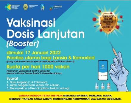 Vaksinasi Lanjutan Dimulai 17 Januari 2022